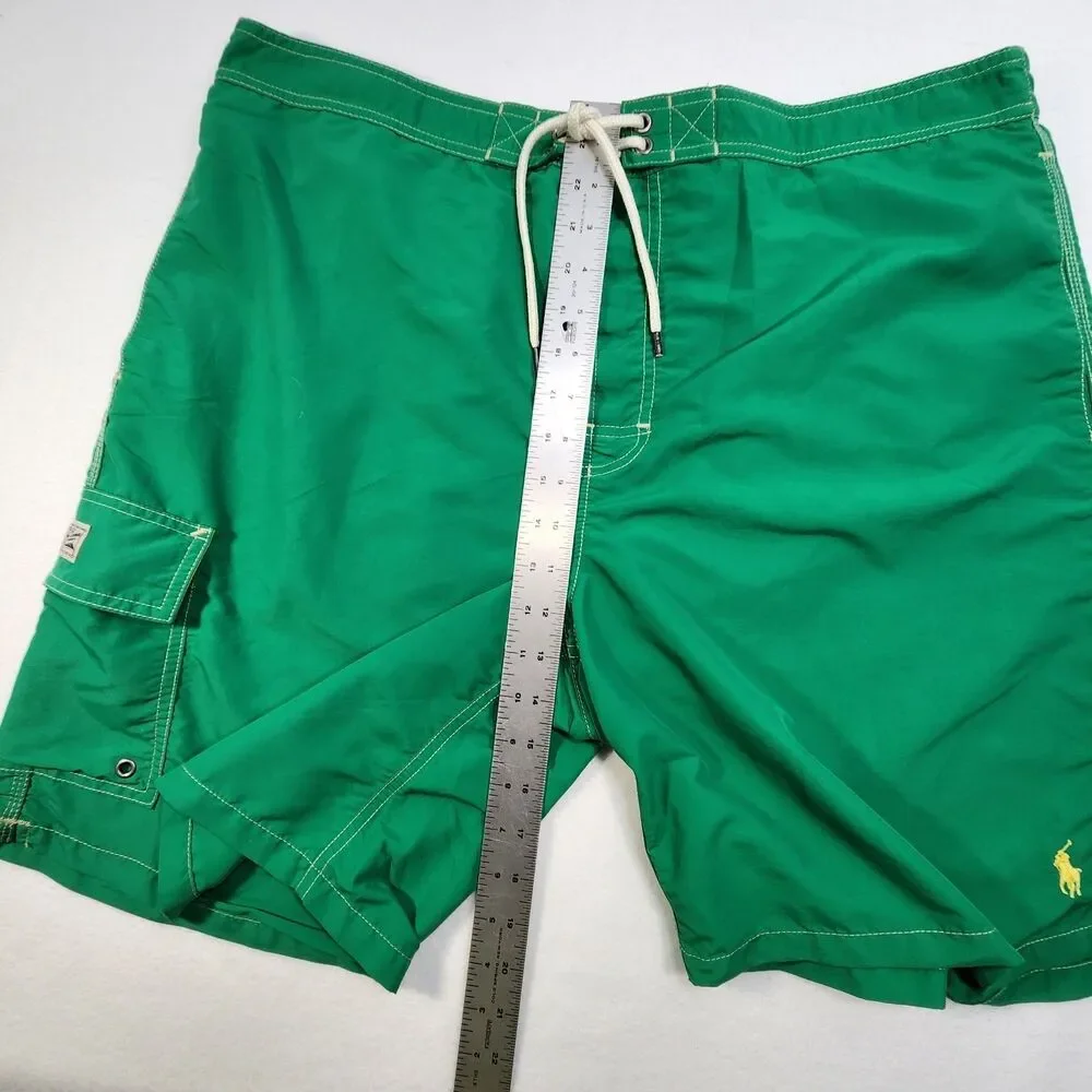 Polo Ralph‎ Lauren Swim Shorts Men's 2XL Green Board Trunks Pockets Mesh Lined